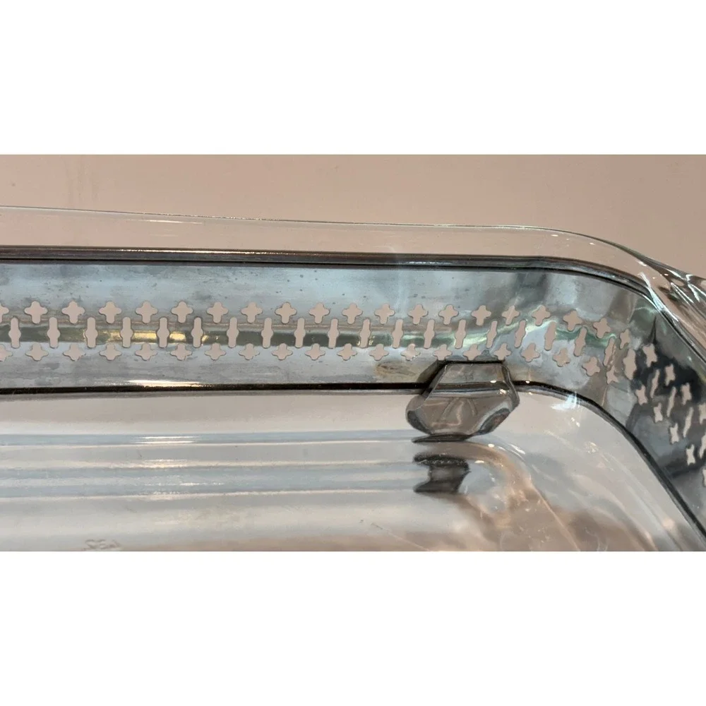 Vintage Anchor Hocking Fire-King Glass Casserole Dish with Footed Metal Cradle